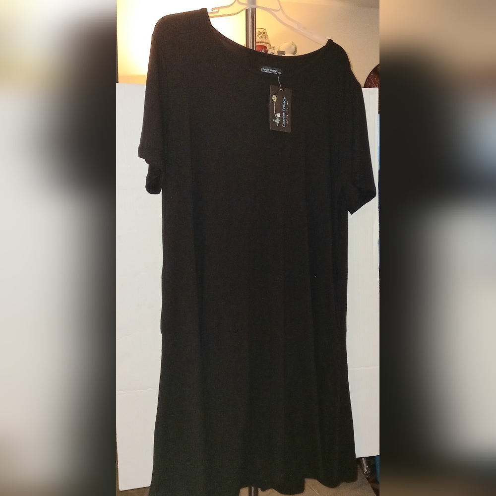 Black Short Sleeve Swing Dress Plus Size 3xl